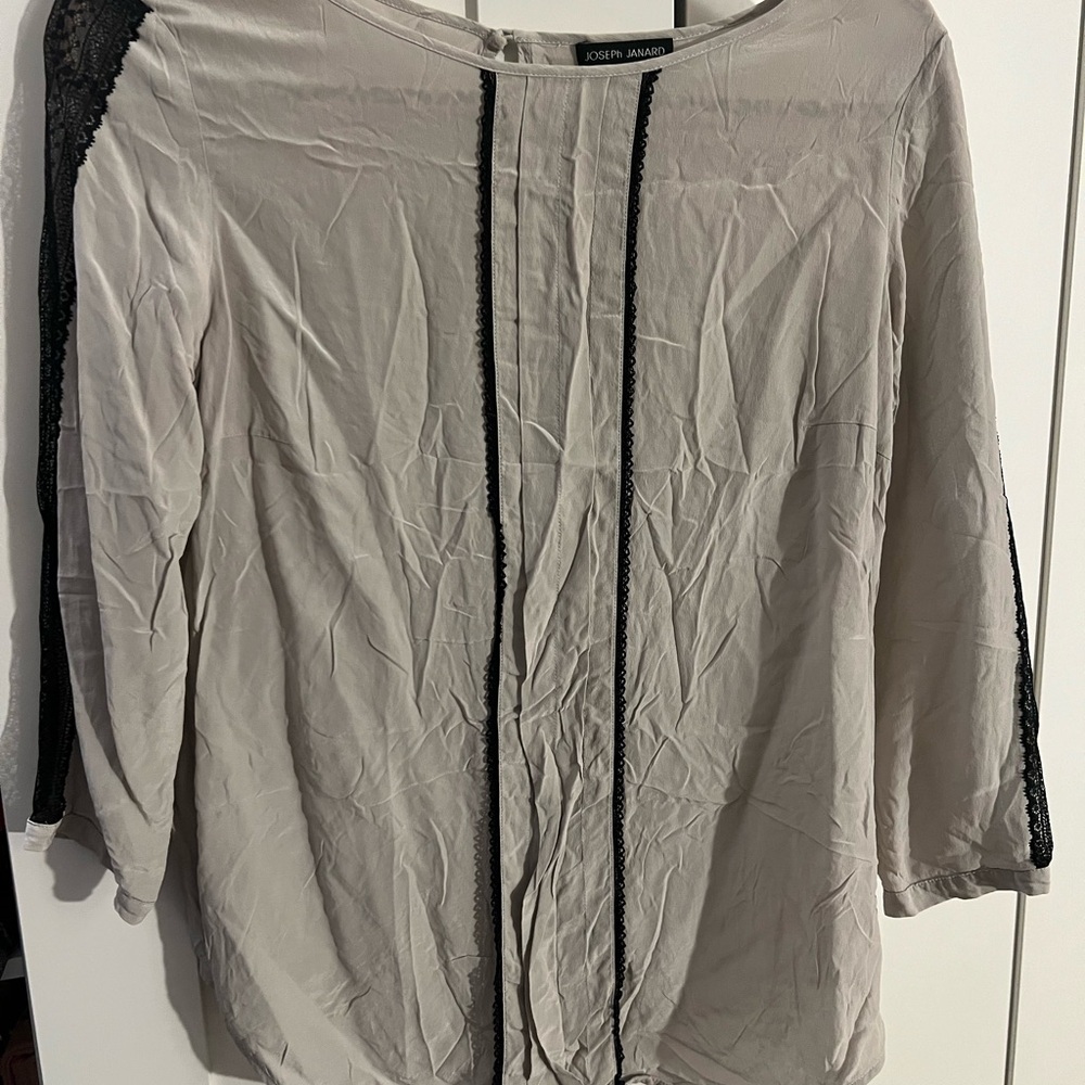 Joseph Women's Light Gray Blouse with Black Trim